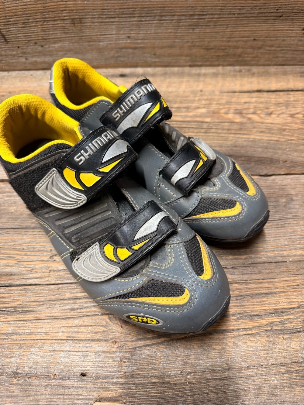 Shimano Gray and Yellow Womens Cycling Shoes with SPD Straps